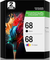68 Ink Cartridges for Envy 6555e 6155e Ink Compatible with HP 68 Black Color Ink Cartridges Combo Pack Compatible with Envy 6552e 6555e 6155e 6152e 6558e 6552 e 6555 e Printer (1 Black, 1 Tri-Color)