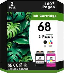 2 Pack 68 Black and Tri-Color Ink Cartridge Set 7FP21TN 7FP20TN Compatible for HP Envy 6152e 6155e 6552e 6555e 6558e Printer (1 Black, 1 Tri-Color)