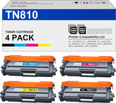 TN810 TN-810 Toner Cartridge 4 Pack High Yield Replacement for Brother TN810 TN-810 TN810XL TN-810XL Compatible for Brother MFC-L9610CDN HL-L9410CDN HL-L9430CDN (TN810 4Pack,BCMY)