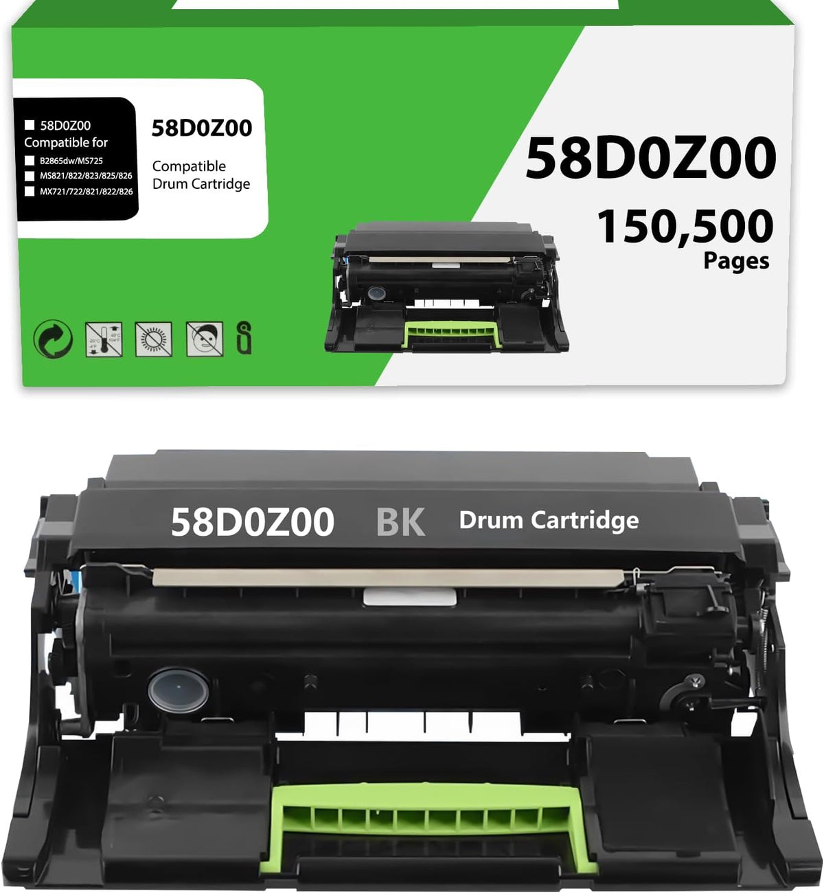 Remanufactured 58D0Z00 Imaging Drum Replacement for Lexmark B2865dw MS725dvn MS821dn MS821n MS823dn MS825dn MS826de MX721ade MX722ade MX822ade MX826ade MX826adxe