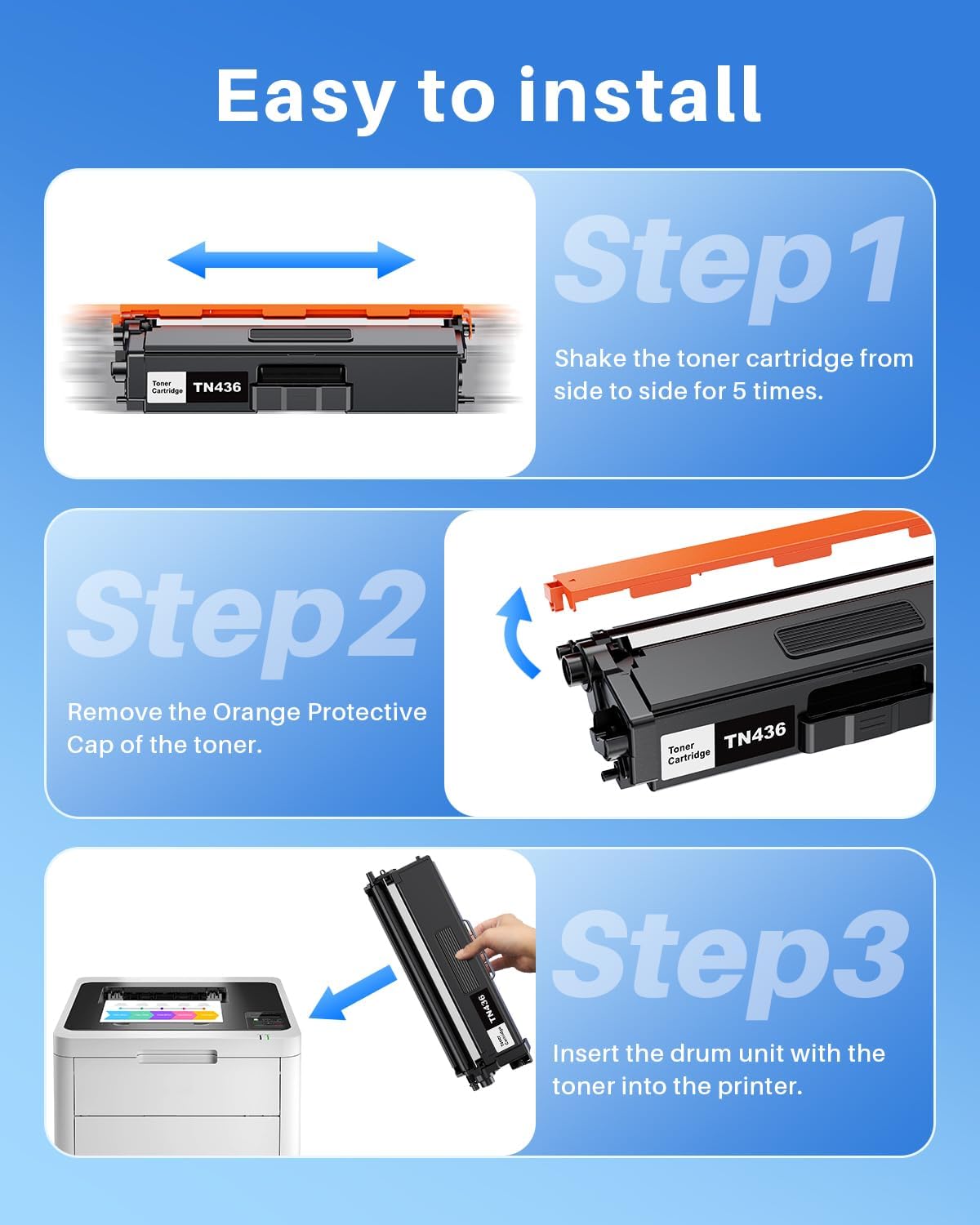 TN436 Toner Cartridges Set 4 Pack High Yield Replacement for Brother TN433 Work with MFC-l8900Cdw HL-l8360Cdw HL-L8260Cdw MFC-L8610Cdw (TN436BK TN436C TN436M TN436Y)