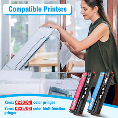 C230 C235 Toner Cartridge for Xerox 006r04391 006r04392 006r04393 006r04394,High Capacity 4,300~5,300 Pages Ink Cartridge for Xerox C230/DNI C235/DNI Color Printer(Black,Cyan,Magent,Yellow)